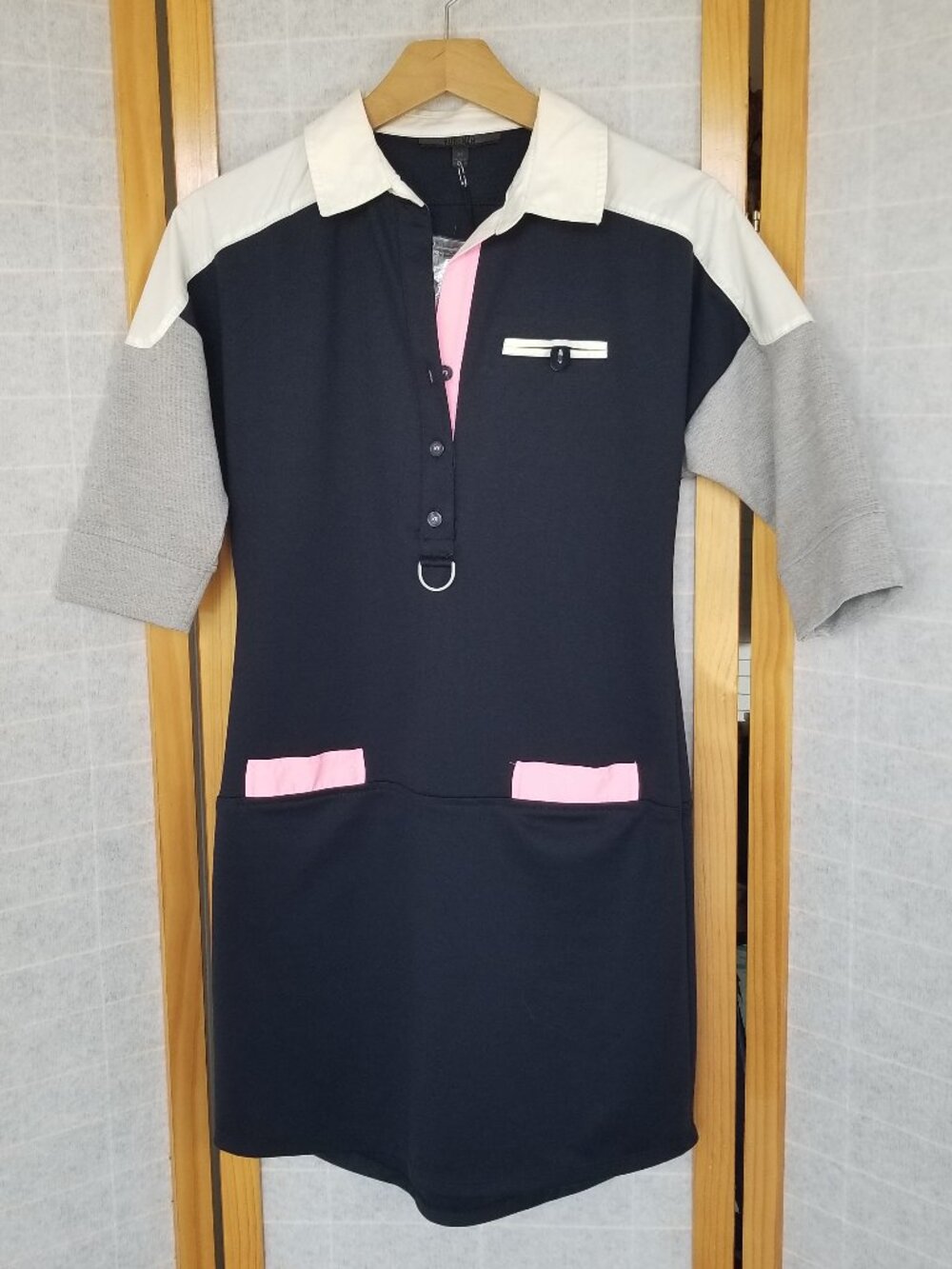 Vintage 90s Polo Mini Dress Black Colorblock Stretch Knit Original Sales Tags